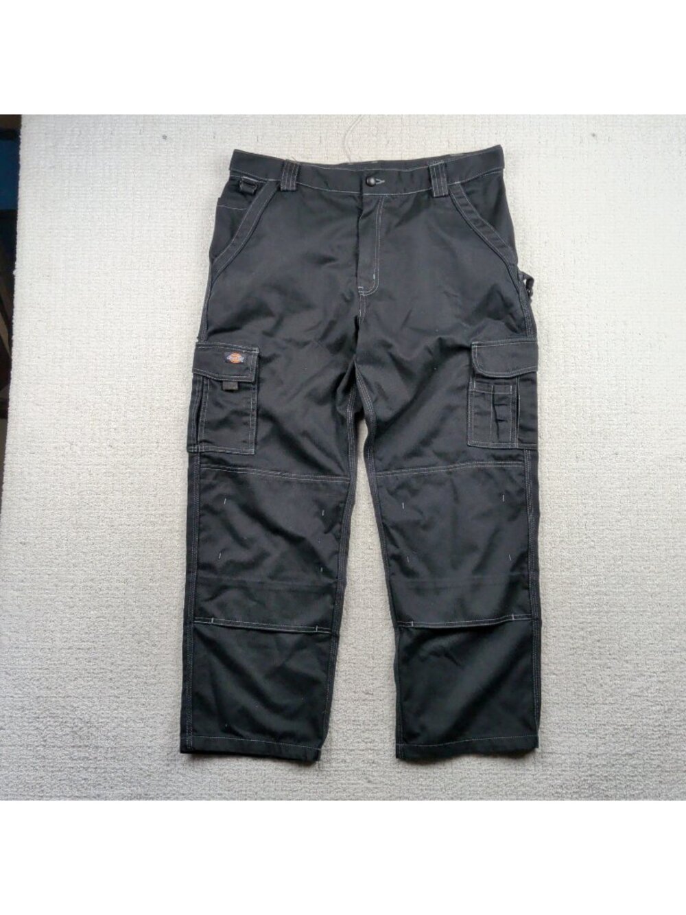 Y2K Dickies Industry 300 Work Trousers Utility Workwear Skater Baggy Black Sz 38